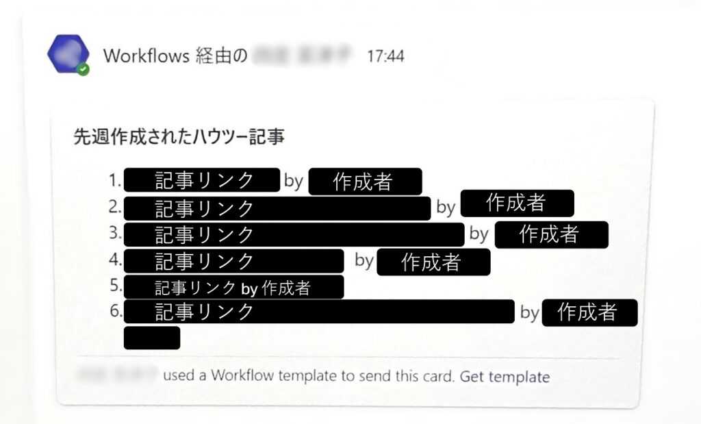 リンク付き記事タイトルと作成者を表示している